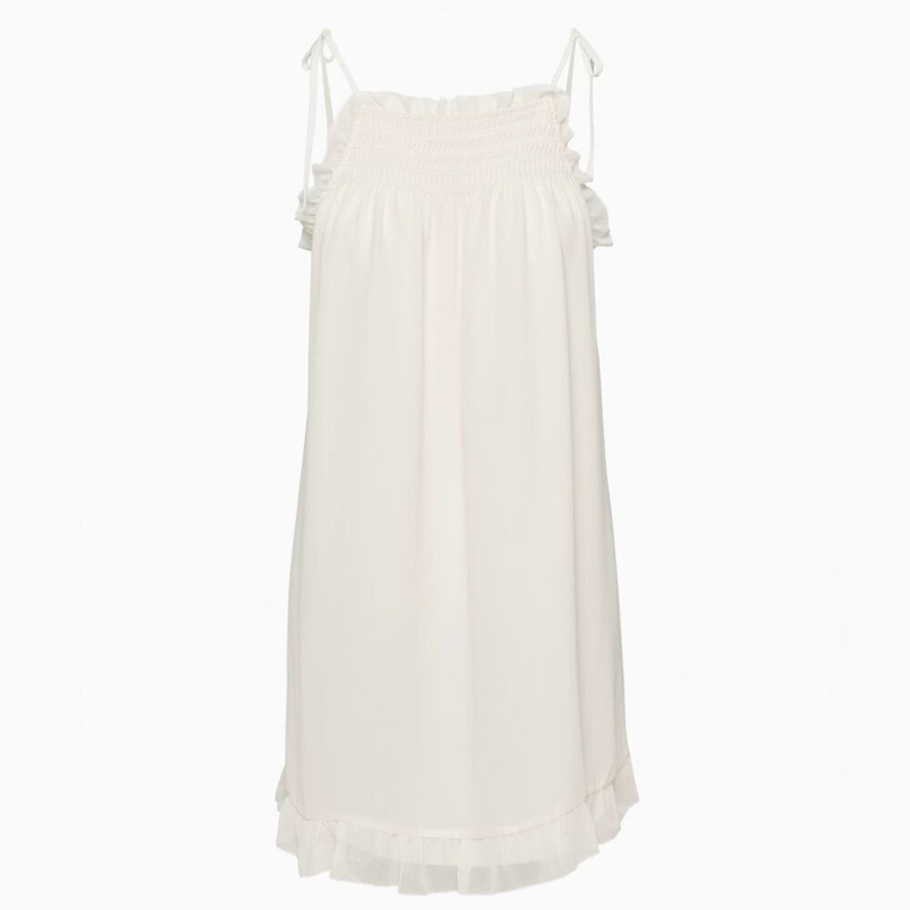Aritzia White Ruffle-Trim Mini Dress